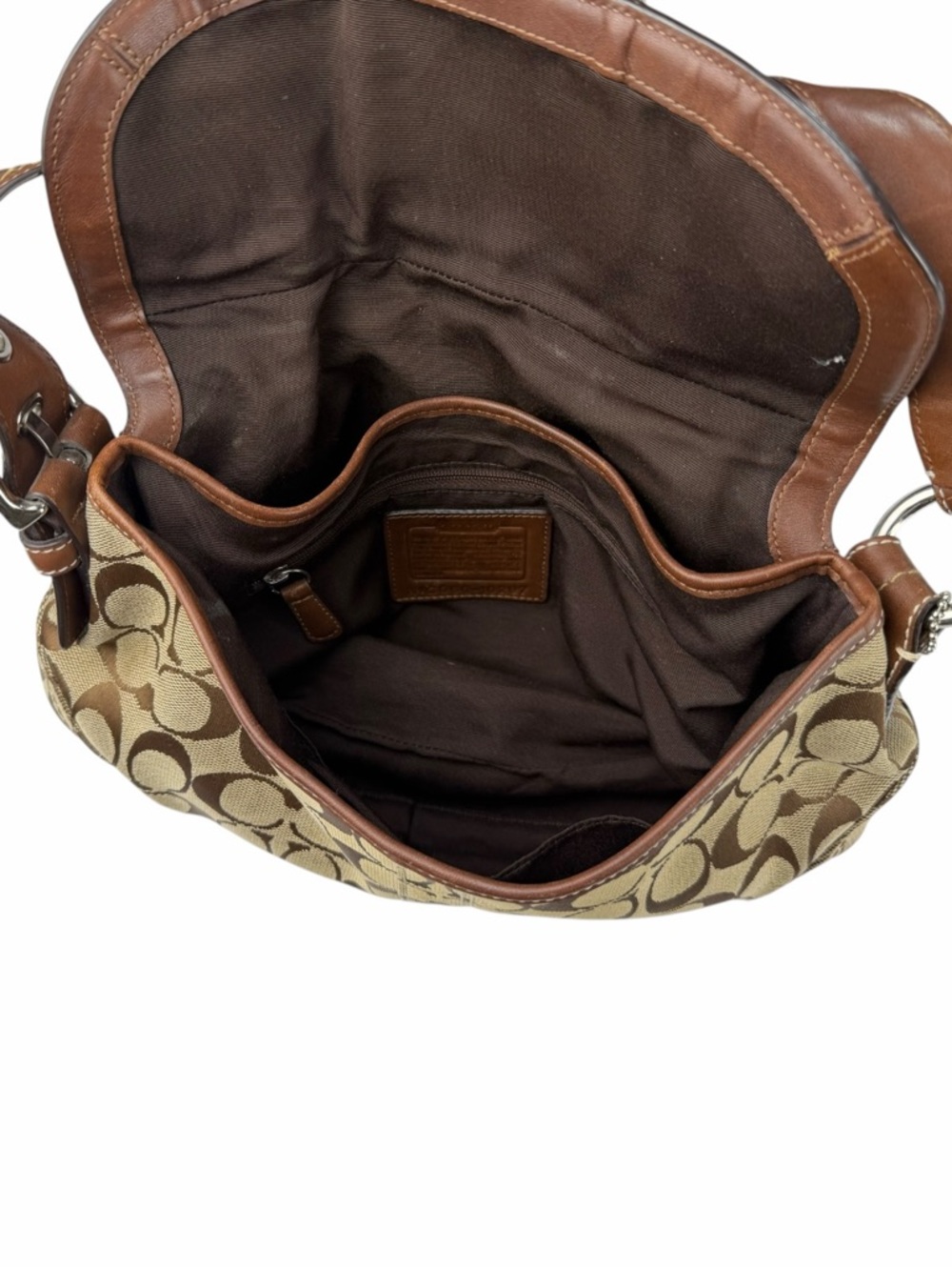 Coach Vintage Y2K Soho Signature Canvas Buckle Flap Shoulder Bag Brown Jacquard - Picture 9 of 10